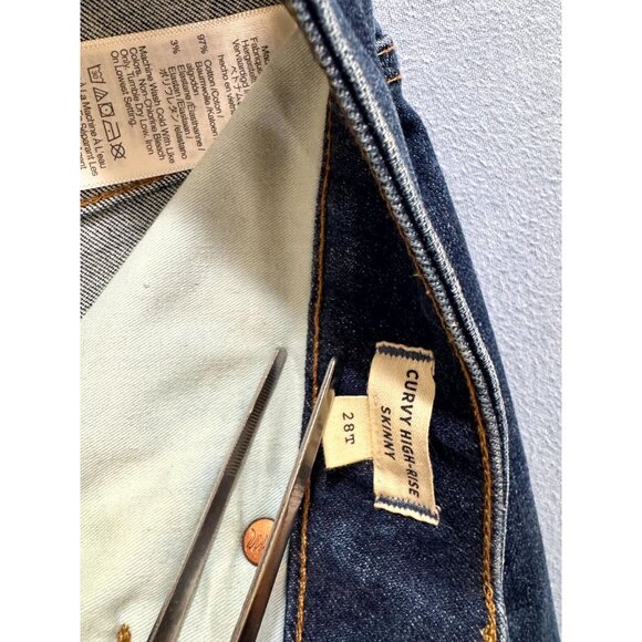 Madewell Curvy High Rise Skinny Jeans Denim Stretch Cotton Women Blue Size 28T - Picture 4 of 11